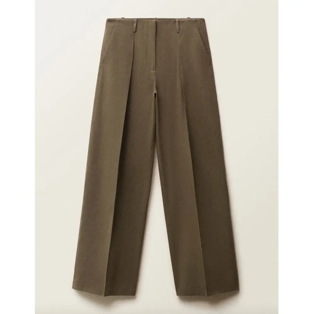 NWT Mango MNG Selection Orchid Linen Blend Straight Wide Leg Pants, size 4